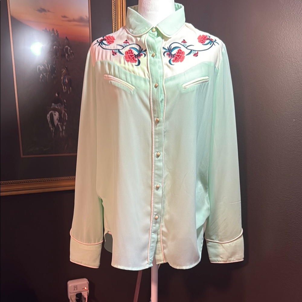 Embroidered Mint Green Blouse